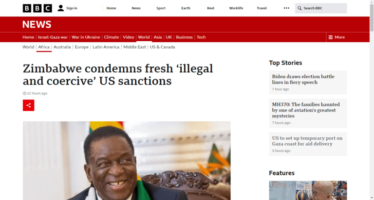 Zimbabwe condemns fresh ‘illegal and coercive’ US sanctions