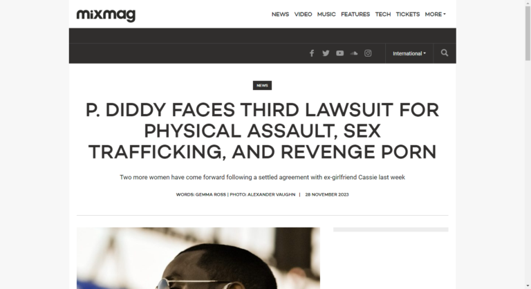 ​p. Diddy Faces Third Lawsuit For Physical Assault, Sex Trafficking, And Revenge Porn
