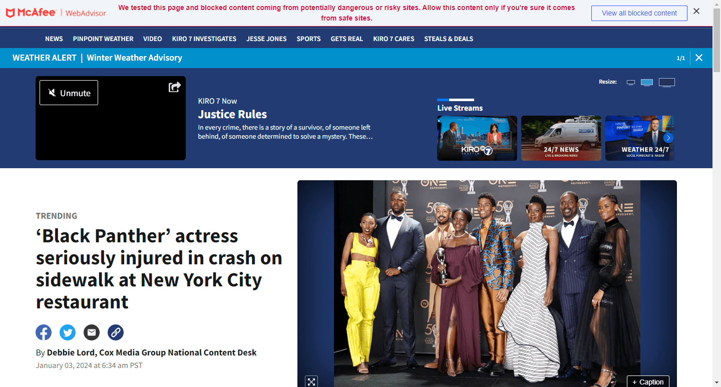 ‘Black Panther’ actress seriously injured in crash on sidewalk at New York City restaurant